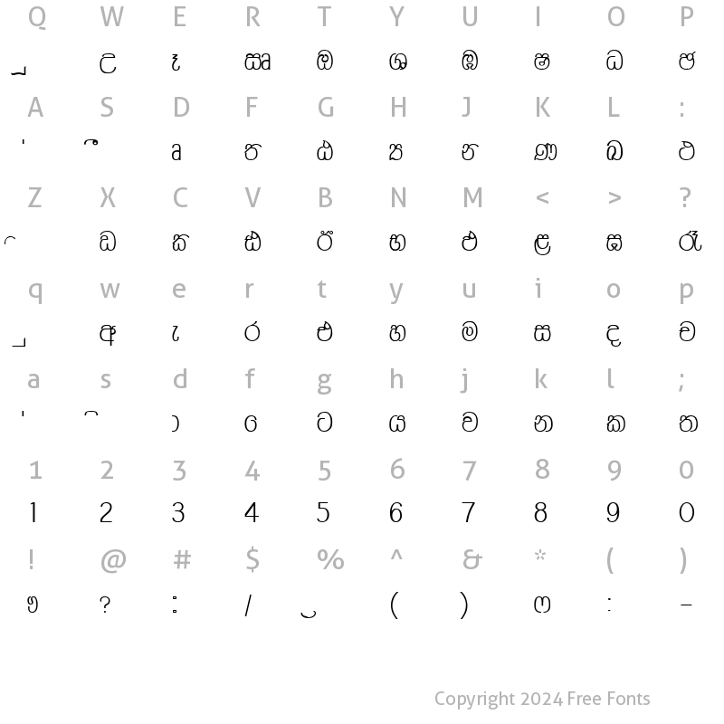 Character Map of CPS 176 Normal