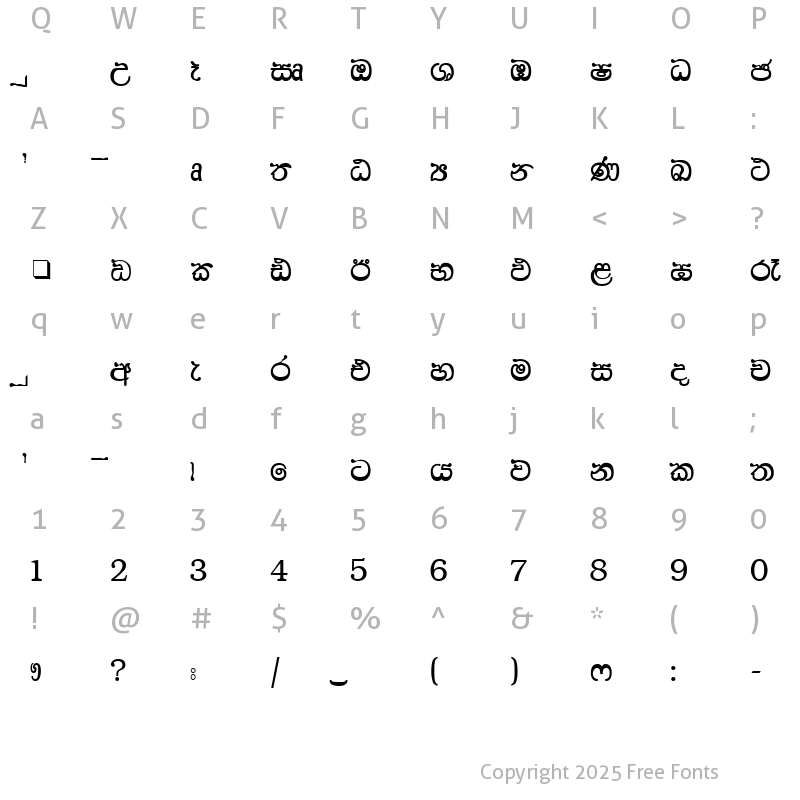 Character Map of CPS 179 Medium