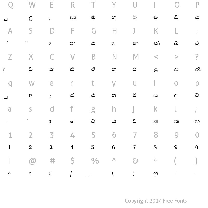 Character Map of CPS 180 Extra Light