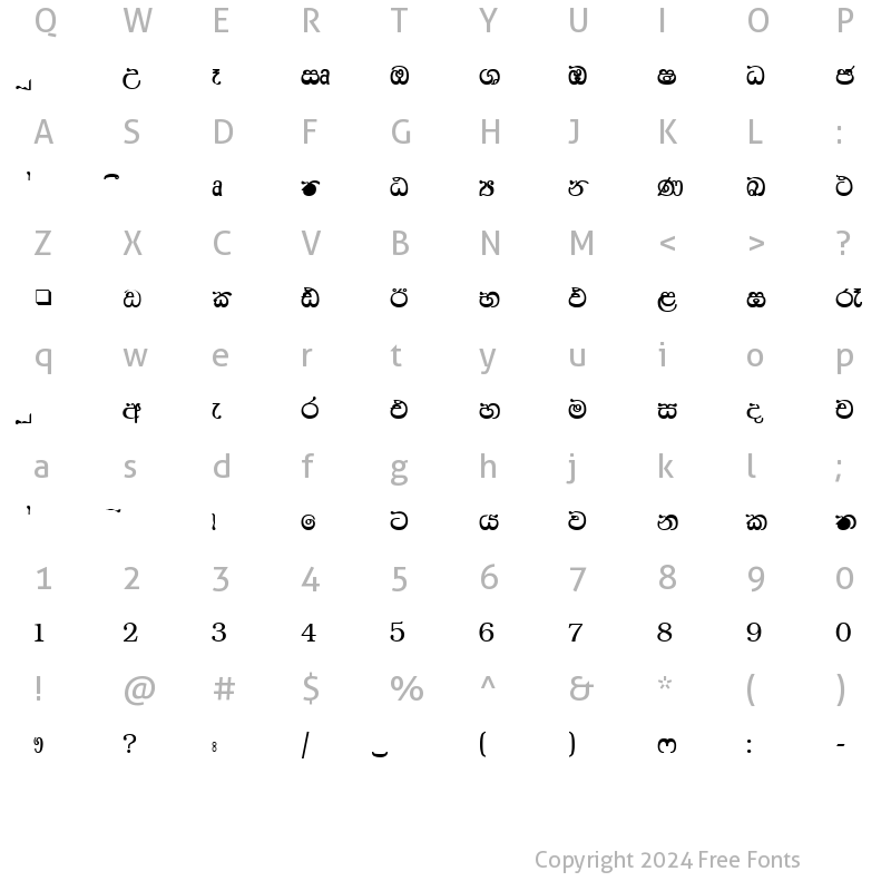 Character Map of CPS 181 Normal