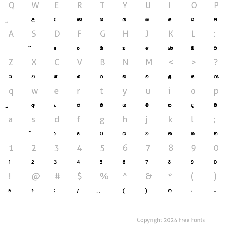 Character Map of CPS 190 Extra Heavy