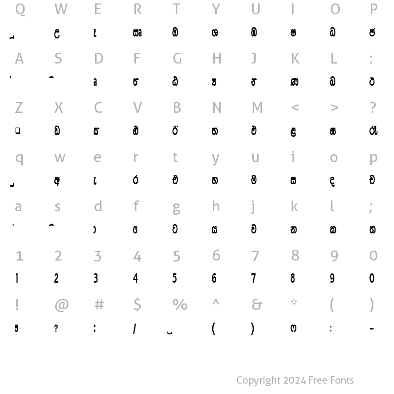 Character Map of CPS 194 Normal