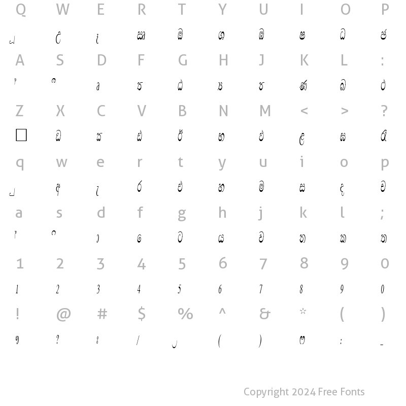 Character Map of CPS 203 Normal