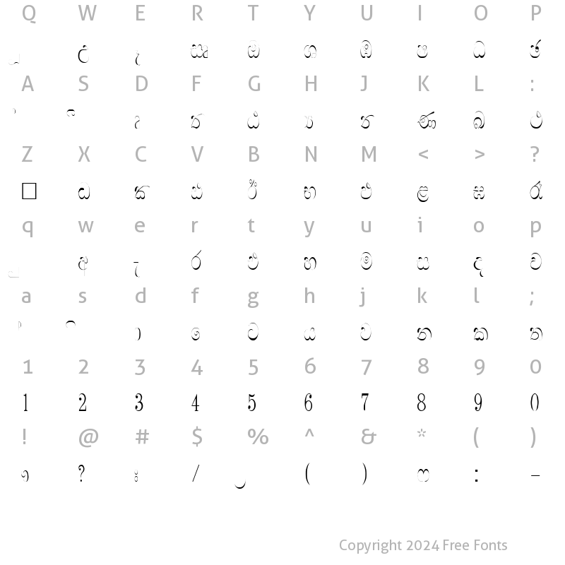 Character Map of CPS 204 Normal