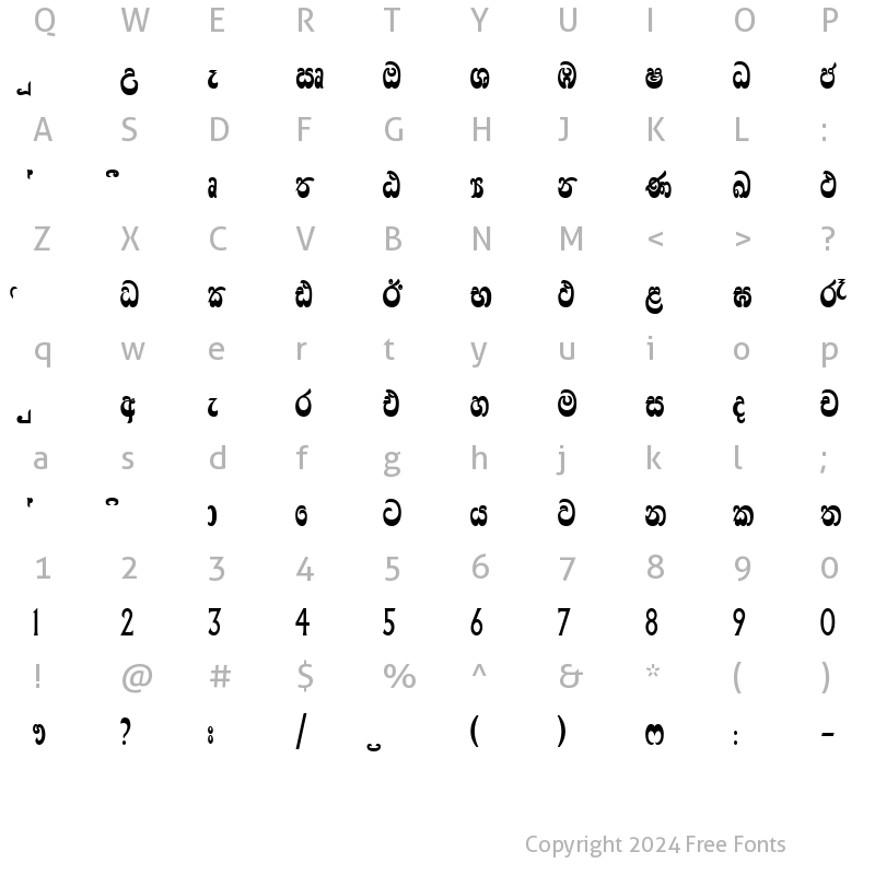 Character Map of CPS 213 Extra Light