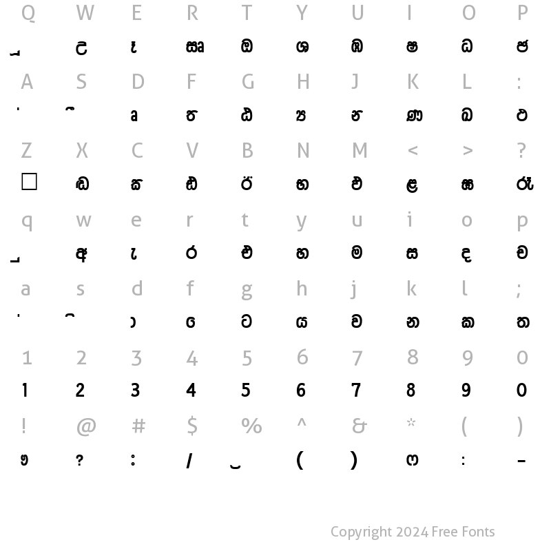 Character Map of CPS 224 Normal