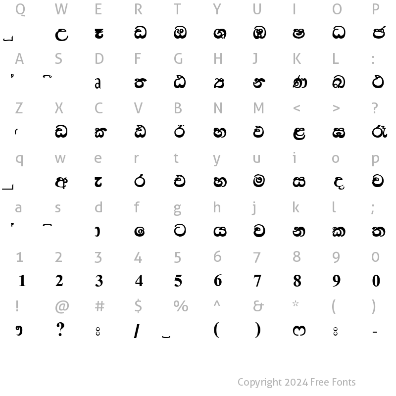 Character Map of CPS 228 Normal