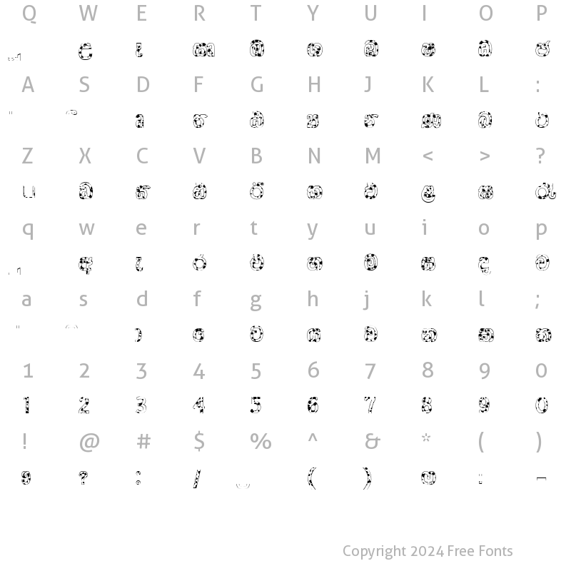 Character Map of CPS 230 Extra Heavy