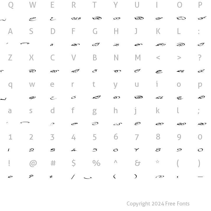 Character Map of CPS 238 Normal