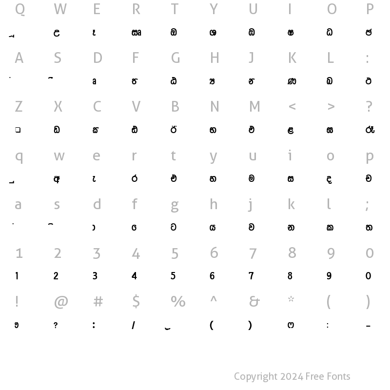 Character Map of CPS 244 Bold