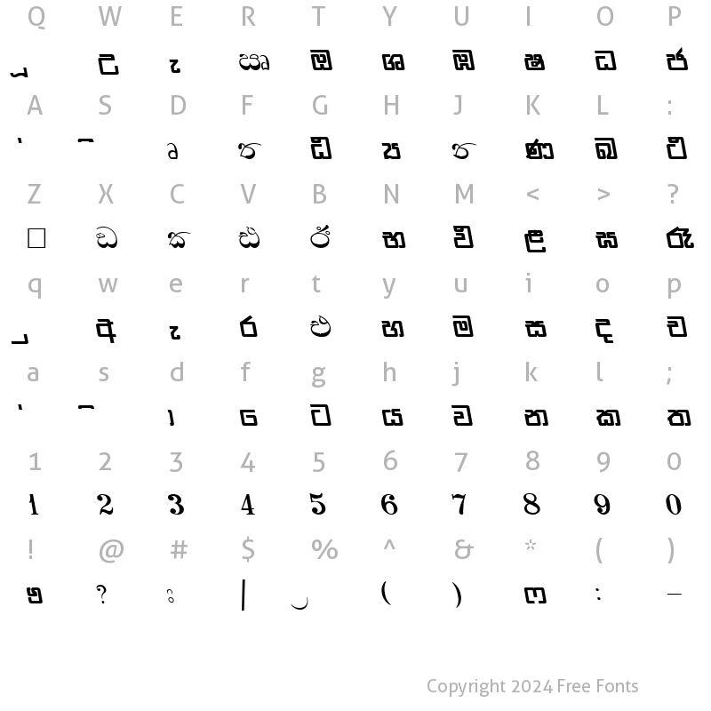 Character Map of CPS 26 Normal