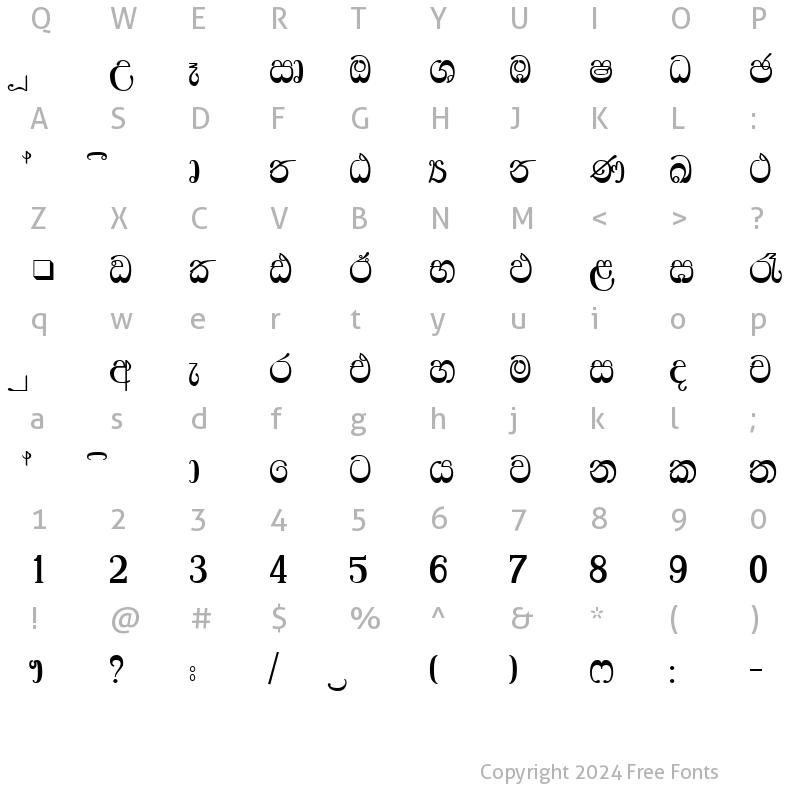 Character Map of CPS 38 Normal