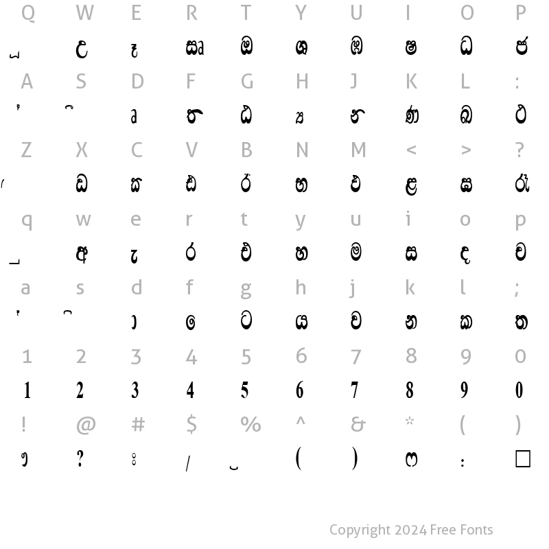 Character Map of CPS 39 Normal