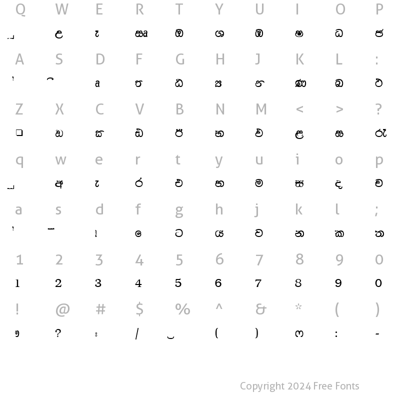 Character Map of CPS 48 Normal