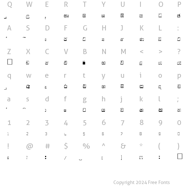 Character Map of CPS 50 Normal