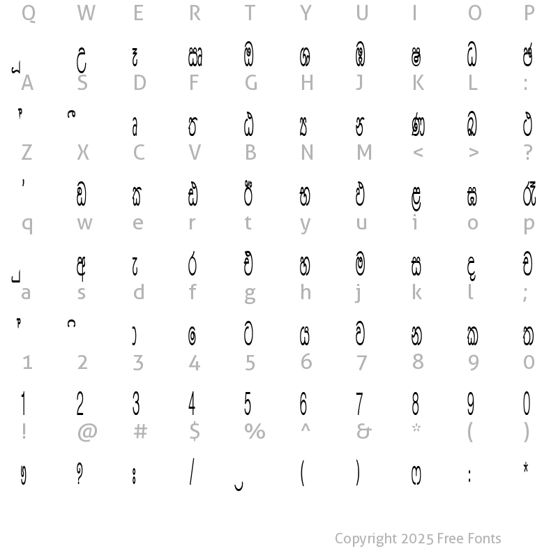 Character Map of CPS 551 Light