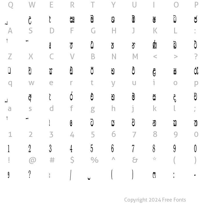 Character Map of CPS 576 Normal