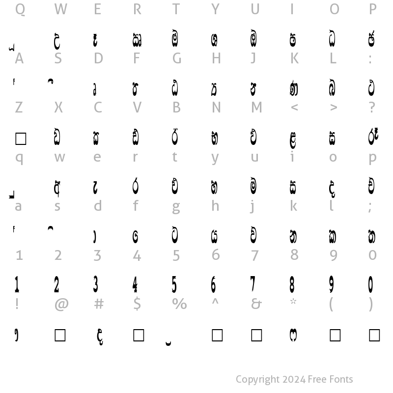 Character Map of CPS 578 Normal