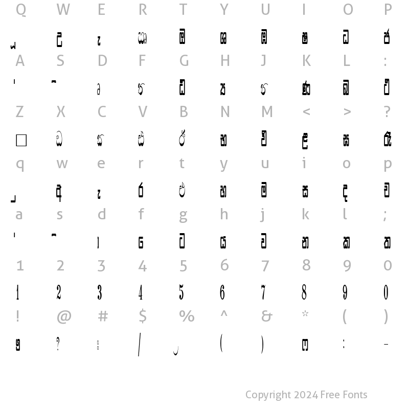 Character Map of CPS 579 Normal