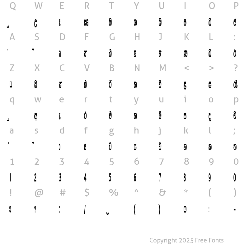 Character Map of CPS 582 Bold