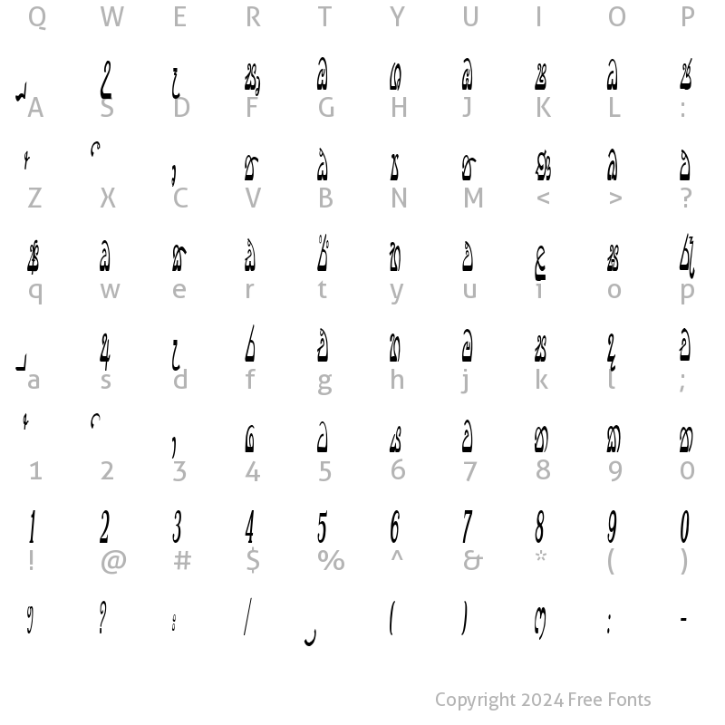 Character Map of CPS 589 Normal