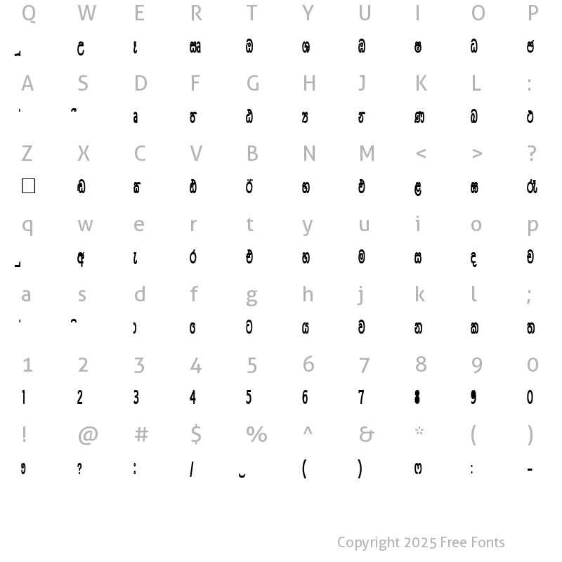 Character Map of CPS 598 Semi Bold