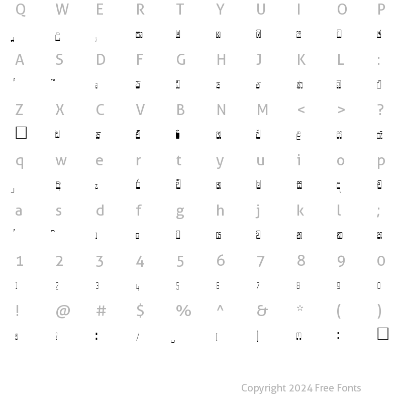 Character Map of CPS 599 Normal