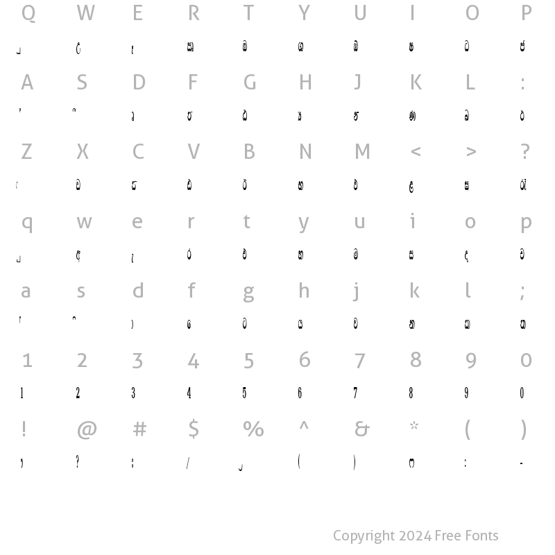 Character Map of CPS 65 Normal