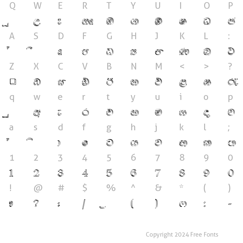 Character Map of CPS 72 Medium