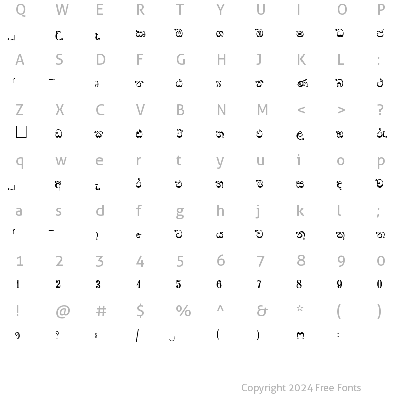 Character Map of CPS 73 Normal