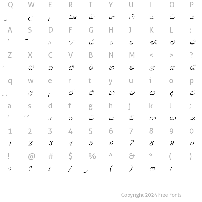 Character Map of CPS 74 Semi Bold