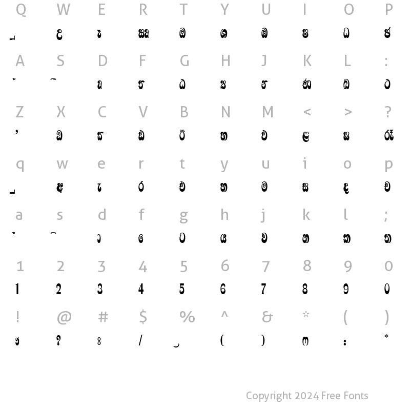 Character Map of CPS 76 Normal