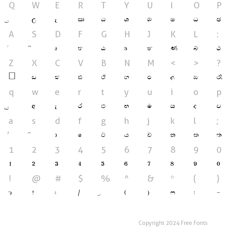 Character Map of CPS 78 Normal