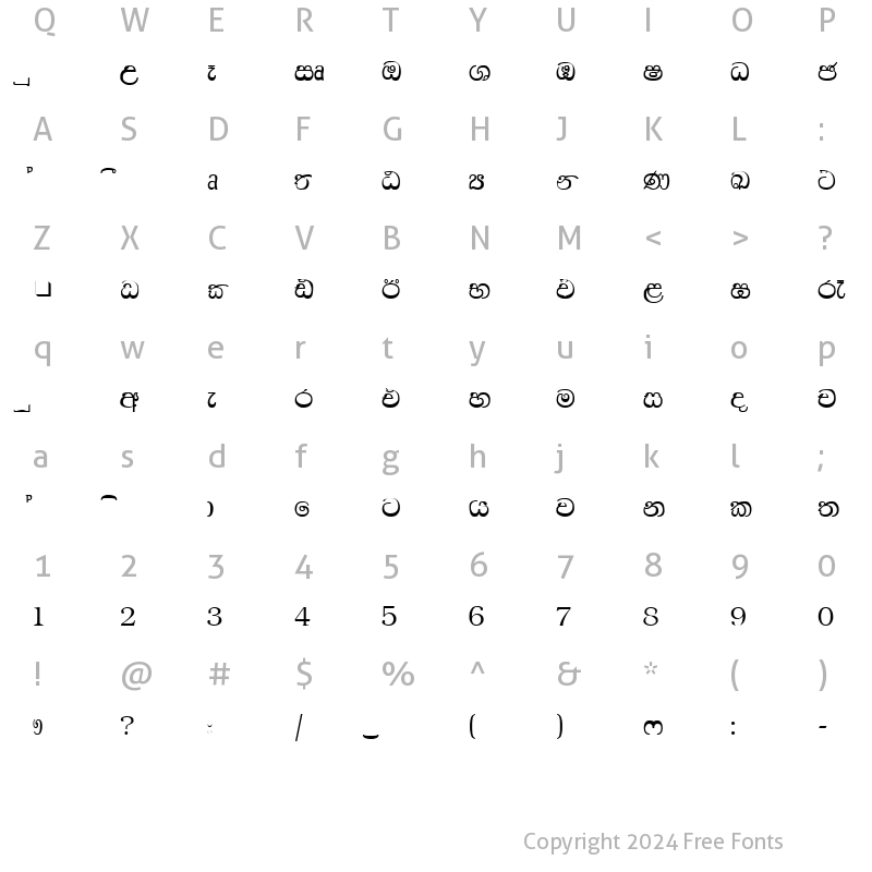 Character Map of CPS 8 Extra Light