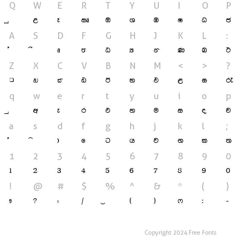 Character Map of CPS 90 Medium