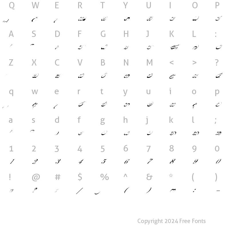 Character Map of CPS 95 Medium