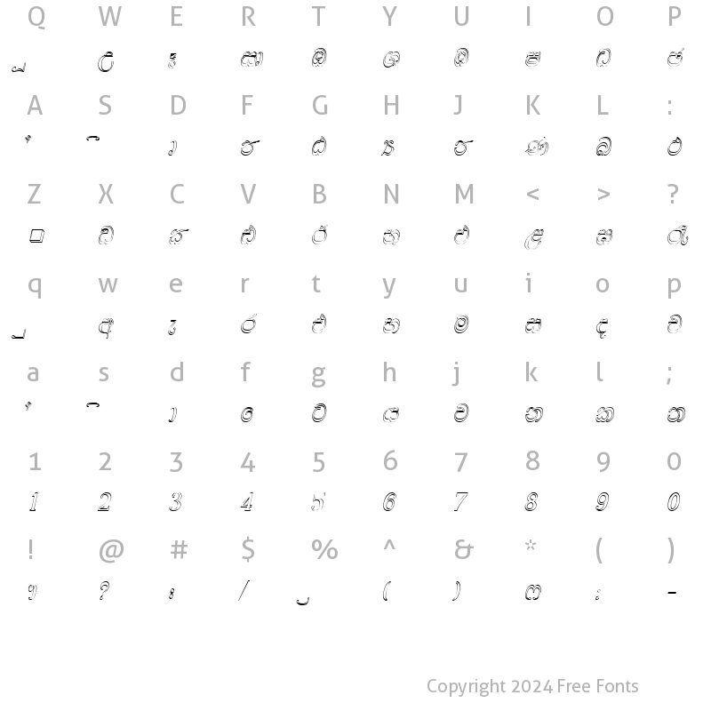 Character Map of CPS 98 Extra Heavy