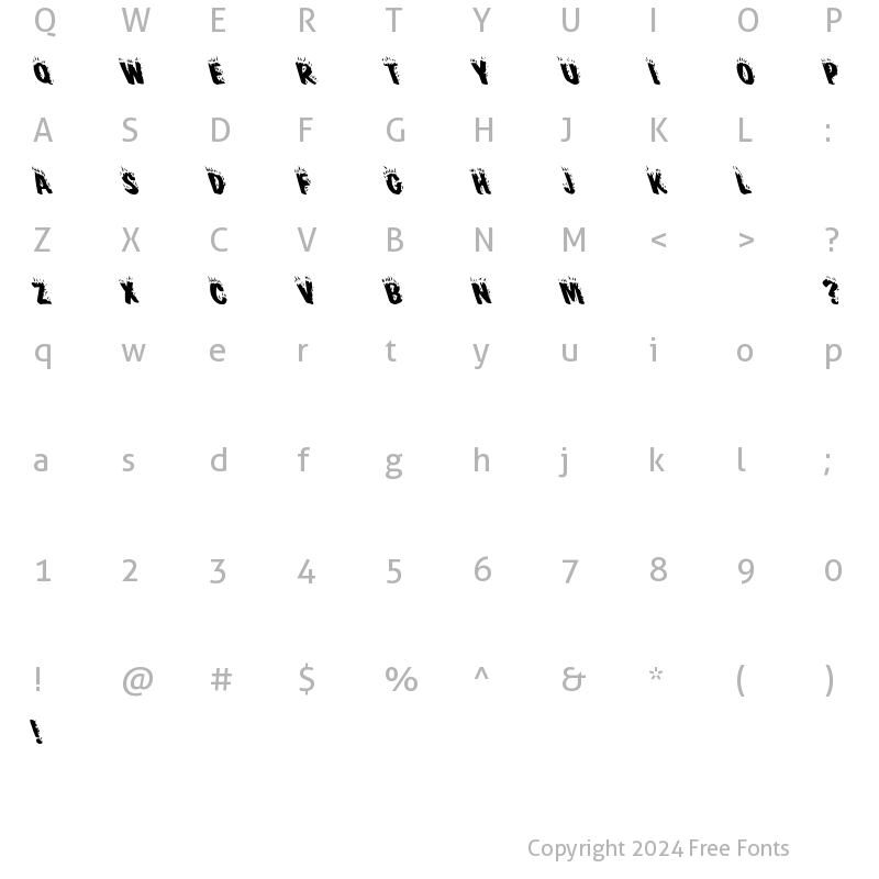 Character Map of Crack Fir Lefty Regular