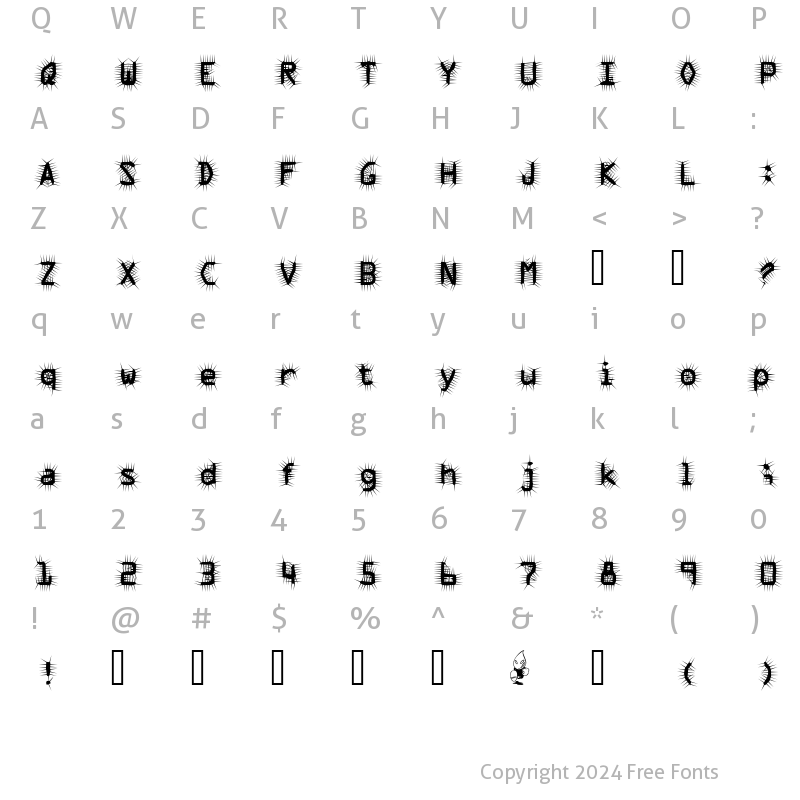 Character Map of Crack Regular