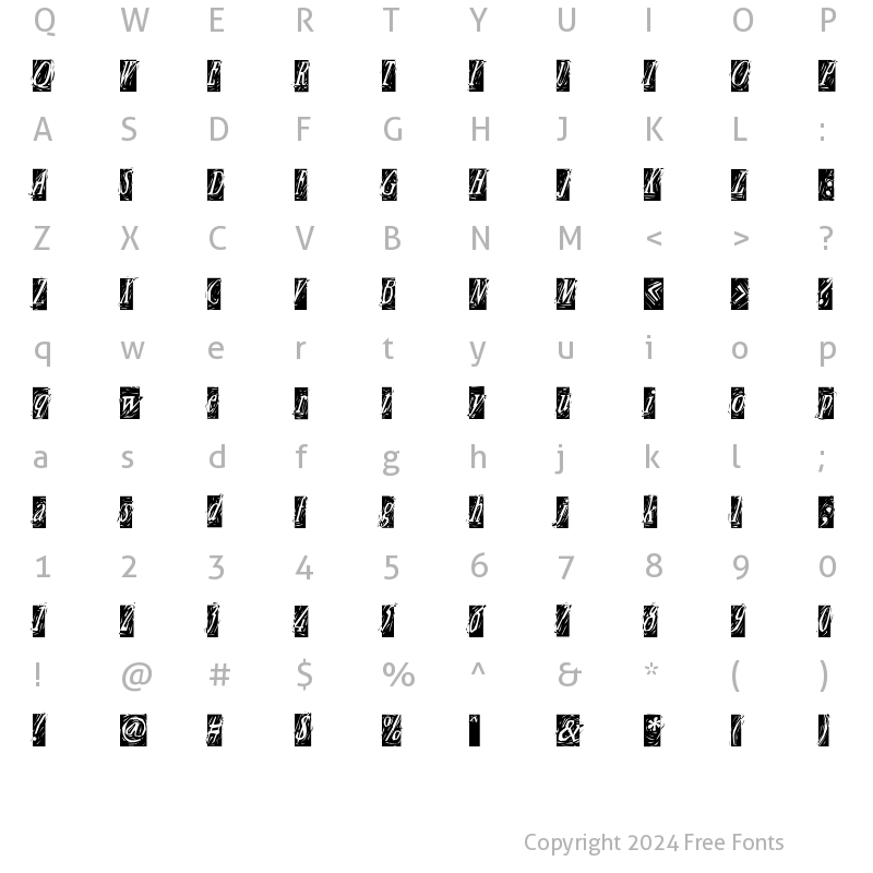 Character Map of Craft Reversed Regular