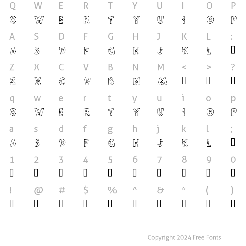 Character Map of Craftopia Stars Regular