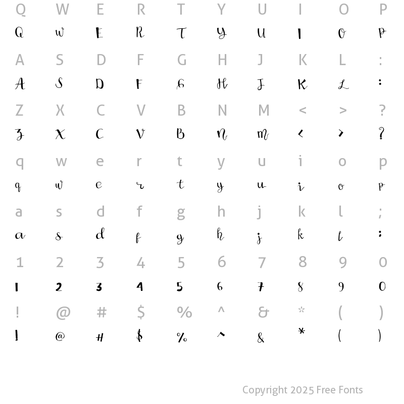 Character Map of Craftsman Work Regular