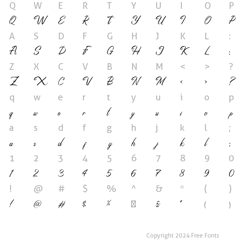 Character Map of Crandleon Regular