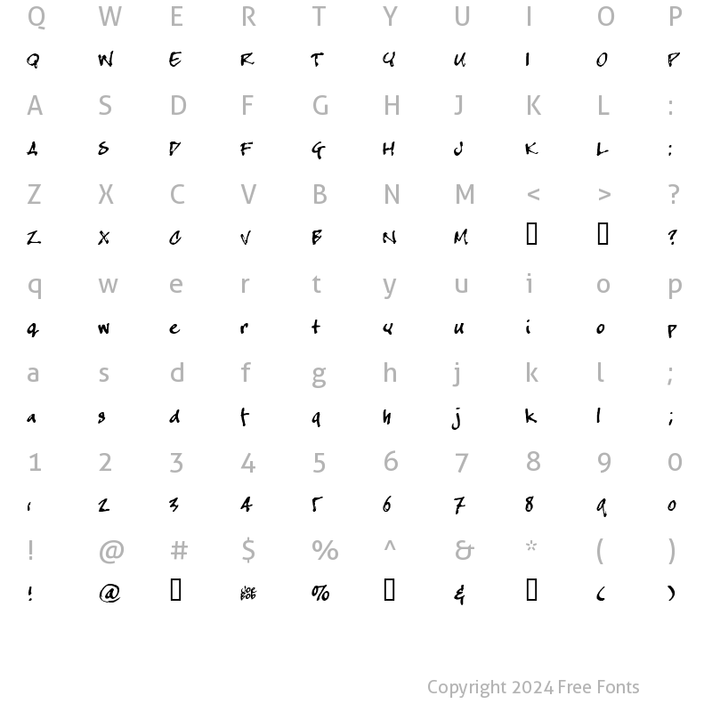 Character Map of crappyJoe Regular