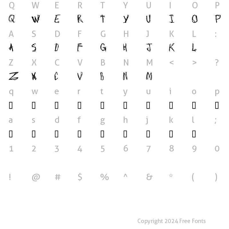 Character Map of Craptacular Regular