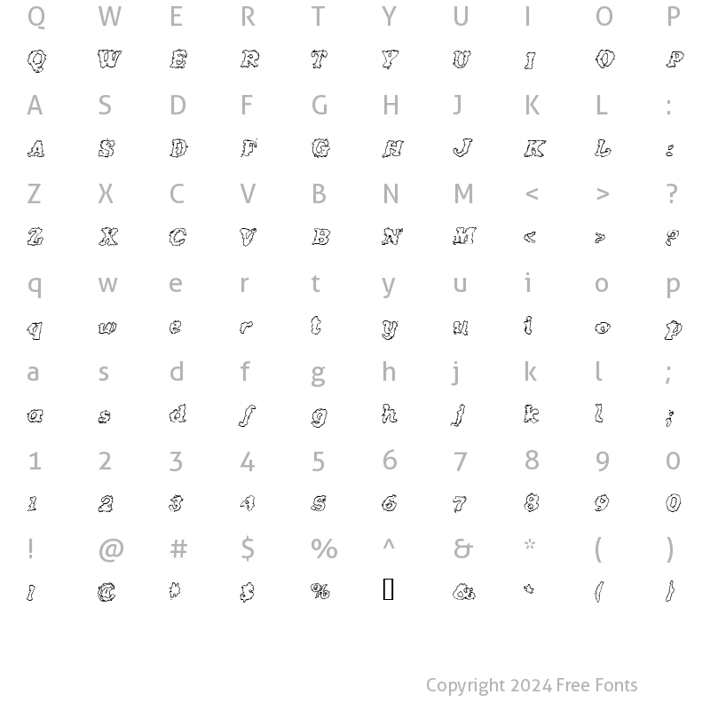 Character Map of Crash Outline Regular