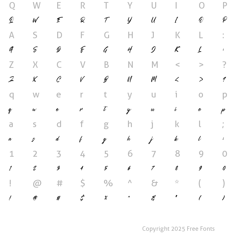 Character Map of Crash Soul Slant