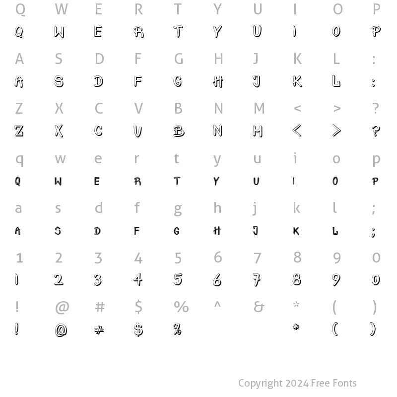 Character Map of Crash  Test Shadow Regular