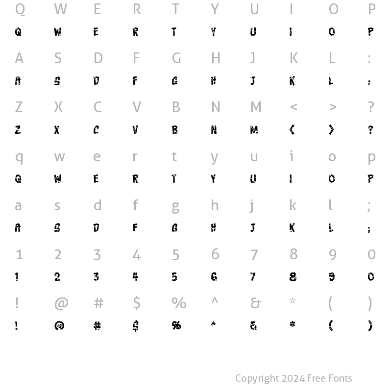 Character Map of Crashcourse BB Regular