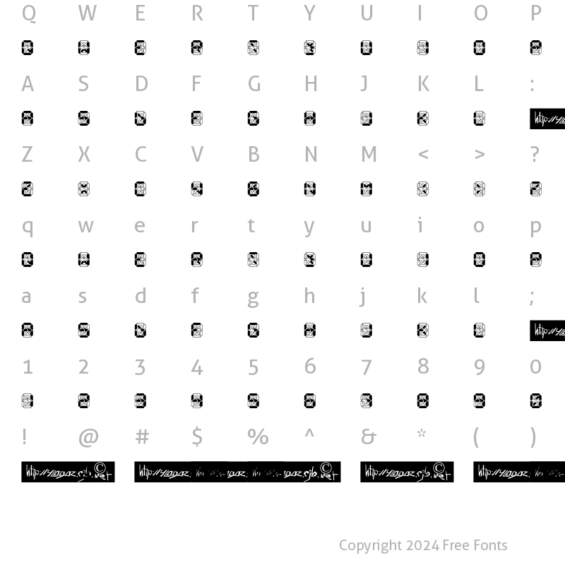 Character Map of Crashed Scoreboard Regular